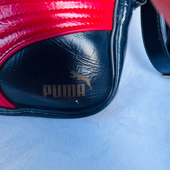 Puma Vintage Y2K Dark Blue Vinyl Crossbody Handbag Unisex 6”/9” - Picture 3 of 10